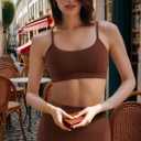 Womens Adjustable Spaghetti Strap Sports Bra Scoop Neck Yoga Crop Top Wireless Padded Workout Bra for Pilates Daily Wear (M)