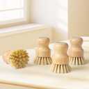 4 Pack Bamboo Dish Brush, Dish Scrubber Brush with Sisal Bristle, Natural Scrub Brush for Kitchen Cleaning Dishes, Pots, Pans, Bottles, Vegetables