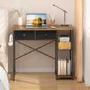 DAOUTIME Small Computer Desk, 36 Inch Writing Desk with Drawers & Storage Shelves, Home Office Writing Desk for Small Spaces, Bedroom, Living Room, Dorm, Rustic Brown