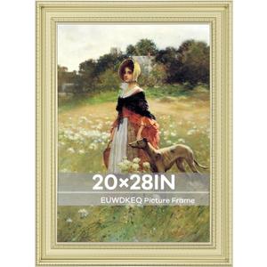 20x28 Frame, 20 x 28 Luxury Wide Picture Frame, Elegant Ornate Embossed Decorative Poster Frame for Art Prints, Posters, Photos, Home Wall Decor & Gallery Display, Gold, 20x28in