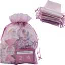 QIANF 20 Pcs 8x12 Rose Pink Sheer Organza Gift Bags with Drawstring, Large Mesh Pouch Goodie Bags Candy Jewelry Wedding Party Favor Bags Gift Wrapping Supplies