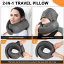 Travel Pillow - Hooded Neck Pillow Airplane Memory Foam Filling for Plane, Office, Cars Sleeping, Road Trip, Long Flights, Airplane Travel Essentials, Includes Eye Mask & Earplugs (Dark Gray)