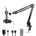 NICE-POWER Digital Microscope, 48MP 4K 1080P HDMI Type-C/USB Industrial Video Microscopes Camera, 150X Zoom C-Mount Lens, Foldable Stand, LED Ring Light, Soldering Microscope for Electronics Repair
