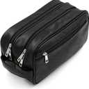 Sumnacon Toiletry Bags, Unisex PU Leather Waterproof Travel Toiletry Bag Organizer Perfect for Shaving Grooming Dopp Kit & Household Business Vacation, Cosmetic Bag with Portable Handle