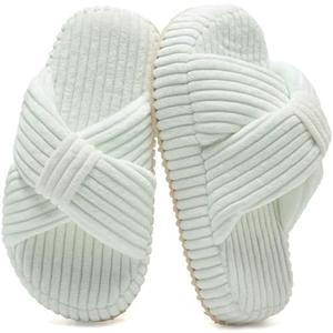 IceUnicorn Girls Slippers Kids Cute Corduroy Bow Crossbands Slide Slipper Toddler Memory Foam Open Toe House Shoes for Indoor & Outdoor 25/27