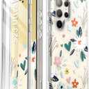 i-Blason for Samsung Galaxy S23 Ultra Case with Built-in Screen Protector, [Magnetic Charging] [Support Fingerprint ID], Full-Body Slim Phone Case for Samsung Galaxy S23 Ultra 6.8", Flower Paint