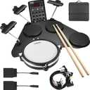 LEKATO Electronic Drum Set, Portable Electric Drum Set for Beginner with Quiet Mesh Snare Drum Pads, 220+ Sounds, USB MIDI, 2 Switch Pedal, Electric Drum Kit with Sticks, Travel Bag