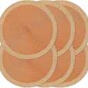 Noctiflorous Round Placemats Set of 6, 15 Inch Braided Hand Woven Table Mats, Heat Resistant Non-Slip Wipeable Wide Edge Place Mats for Kitchen Dining Indoor Outdoor Use(Orange, 6)