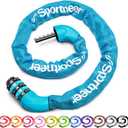 Sportneer Bike Lock: 5 Digit Combination High Security Anti Theft Bike Chain Lock - 3.2/3.6/4ft Heavy Duty Keyless Bicycle Lock for Bike, Motorcycle, Scooter, Door & Gate - 4/6mm Thick, Easy to Use (Sky Blue)