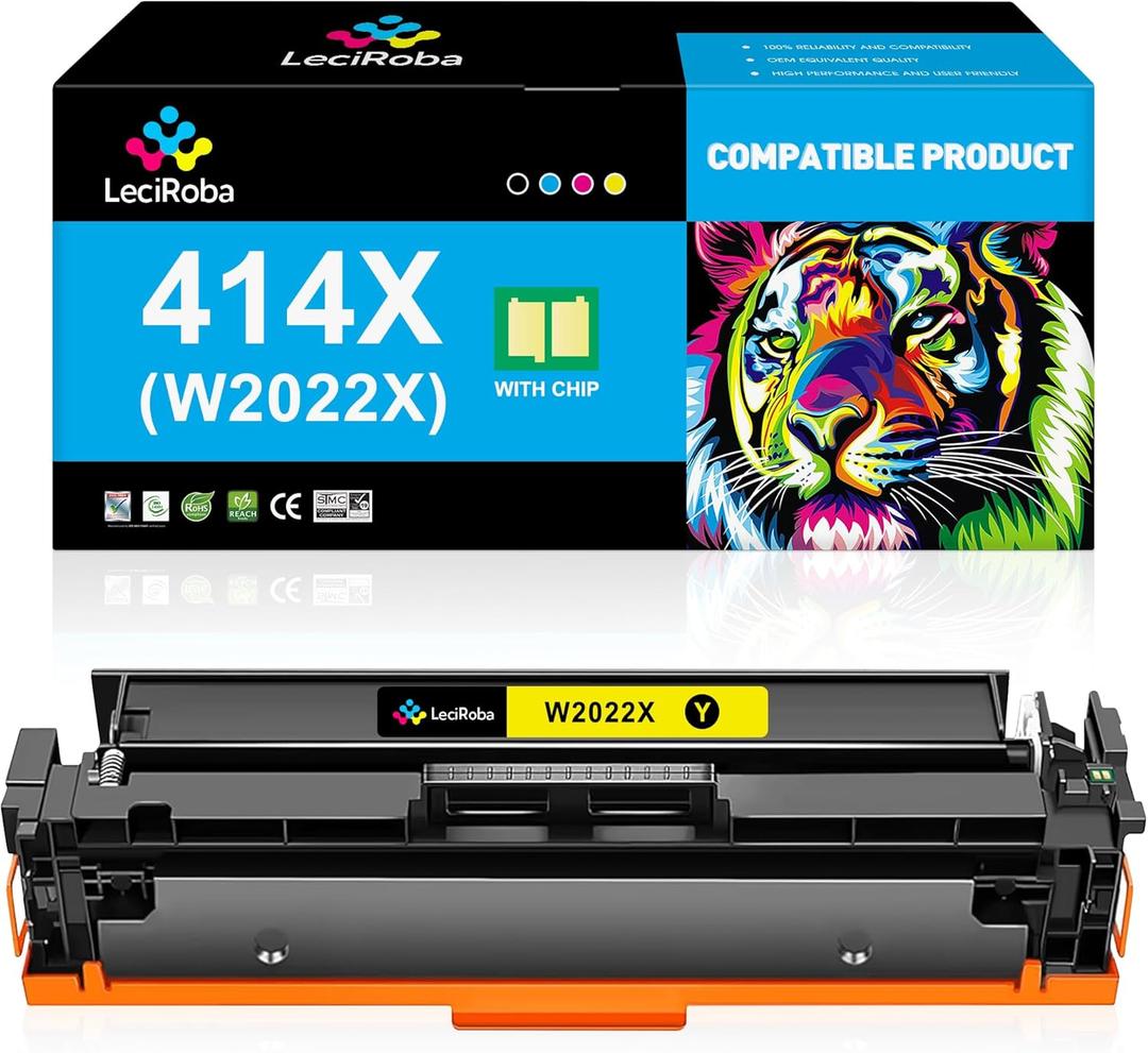 LeciRoba 414X W2022X Replacement for HP 414X W2022X 414A W2022A Yellow High-Yield Toner Cartridge for HP M454 M454dw M454dn MFP M479 M479fdw M479fdn M479dw Enterprise M455dn M480f Printer (1-Pack)