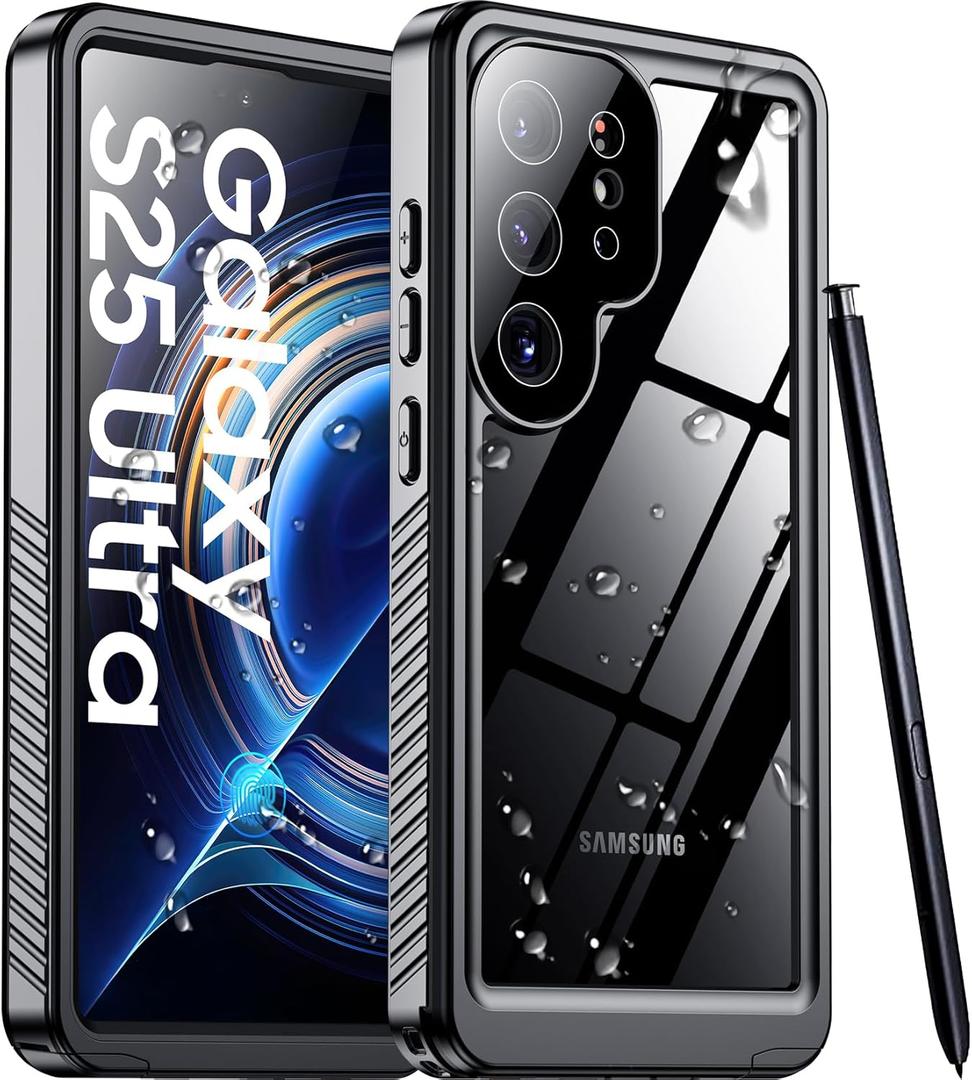 Temdan Designed for Samsung Galaxy S25 Ultra Case Waterproof, Built-in Lens & Screen Protector Military Grade Shockproof Dropproof IP68 Underwater Full Body Phone Case for Galaxy S25 Ultra 6.9"-Black