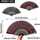 2 x Jetec 2 Pieces Lace Spanish Fan, Foldable Hand Fan for 1920s Dancing Costume, Spanish Flamenco Gift, Photo Props, Prom, Wedding Decorations(Red, Black)