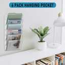 MINDEPOT 6 Pockets Acrylic Wall File Organizer, Clear Wall File Holder, Plastic Hanging Wall File Holder for Office, School and Home, Clear