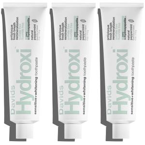 Davids Hydroxi Fluoride Free Nano Hydroxyapatite Toothpaste for Remineralizing, Sensitive Support, Whitening, Antiplaque, SLS Free, Natural Peppermint, 4oz, Made in USA (3 Pack)