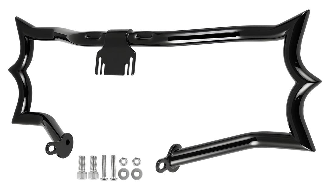 TIKGETUP Crown Engine Guard Crash Bar Flat Out Bar for Harley Touring 2009-2025 Street Glide Road King Electra Glide Ultra Limited Trike,Black Does not fit Road Glide Models