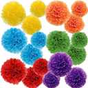 Gavoyeat Paper Pom Poms Color Tissue Flowers Birthday Celebration Wedding Party Halloween Christmas Outdoor Decoration,18 pcs of 10 12 14 Inch