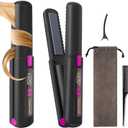 Cordless Hair Straightener, 2 in 1 Ceramic Flat Iron and Curler with Hairpin, 6 Levels of Temperature Adjustment, 4500mAh Battery, Type-C Charging, Portable Hair Straightener for Travel (Black)
