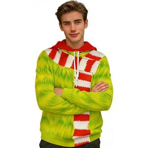 Women's Green Hooded Long Sleeved Sweatshirt, Green Sweatshirt, Red Holiday Themed Clothing (Green, XXL)