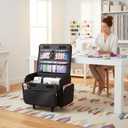 Everything Mary XL Rolling Sewing Machine Case Black Quilted Craft Bag with 4 Wheels Collapsible Organizer Compatible with Brother, Singer & Most Sewing Machines, XXL