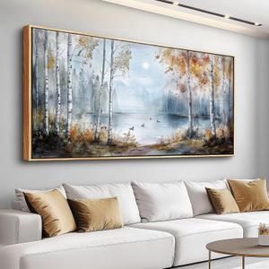 QIYILEXWART Canvas Wall Art For Living Room Large Wall Decor For Office Bedroom Decorations Birch Forest Landscape Pictures Farmhouse Painting Artwork Room Wall Mural Aesthetic Home Decor 30x60 In