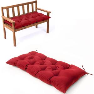 Waterproof Lounger Seat Cushions Outdoor Loveseat Bench Seat Pads Tufted Bench Cushion (39.4 X 19.7 Inch, Red)