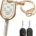 for Ford Key Fob Cover Keyless Entry Systems Key Shell with Keychain Fit for Ford F-150/F150 F-250 F-350 Super Duty Explorer Expedition Lincoln Mercury MHz (White-Gold, 5 Buttons)