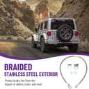 Extended Rear Brake Line, Stainless Steel Braided Brake Lines 89703 for 4"-6" Suspension Lift, Compatible with 1984-2001 Jeep Cherokee XJ 2WD/4WD, 1987-2006 Jeep Wrangler TJ LJ YJ 4WD