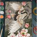 Cloisonne Filigree Enamel Paint by Numbers Kit, All in One with Tools, DIY Craft, Starter Set for Adults and Beginners, Easy Instructions, Hobby for Adults Teens Elderly Handmade Home Decor Gifts (Gray Dancing Crane)