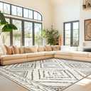 Area Rug 8x10 Rug Machine Washable Non-Slip Low Pile Print Pattern Western Rug for Living Room Bedroom Entryway-Navywhite/Black (8' x 10' (Rectangular), Navy /White Black)