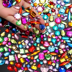 Chuangdi 500 Pcs Sew on Rhinestone Glass Crystals Acrylic Gems with 2 Holes Mix Shape Mix Size Flatback for DIY Jewelry Crafts Clothes Shoes Bag Costume Sewing Beads Decorations(Multicolor)