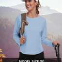 MoFiz Women's UPF 50+ Sun Protection Long Sleeve Shirts for Hiking Running Athletic Quick Dry Loose Fit Workout Tops (Blue, M)