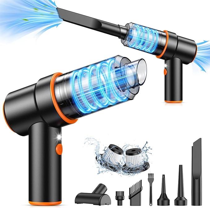 KMM Handheld Car Vacuum Cleaner, 11000PA Vacuum Cleaner & Air Duster, 120W High Power Vacuum Portable Cordless, Hand Held Vacuum Rechargeable with Multi-Nozzles & LED Light for Home, Car, Office