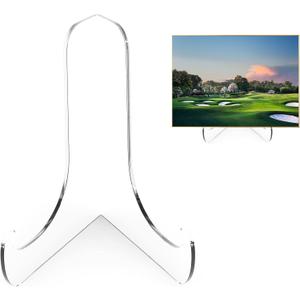 Boloyo 60-Degree Angle Acrylic Plate Display Stand , 6 Inch 2PC Clear Acrylic Display Holder Easel Base for Home Office Kitchen School Art Display