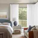 Snow White Pinch Pleated Linen Curtains 1 Panel for Living Room Bedroom Memory Training Shaped Semi Sheer Pleat Drapes with Hooks Rings Light Filtering Window Curtain 60x108