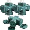 SURAIELEC Outdoor 3 Way Plug Adapter, Multi Plug Outlet Waterproof, 1 to 3 Power Splitter, Electrical 15A Multiple Outlet Extender with Cover for Outside Garden Garage, Green, ETL Listed, 3 Pack