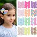 XIMA Glitter Hair Bows for Girls, 24 Piece Set with Alligator Clips, Rainbow Sparkle Hair Accessories