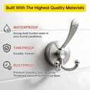2 x WSHSTS 3-Hook Suction Cup Hooks for Shower,Bathroom - Heavy Duty, Removable,Waterproof, No Drill Holds Towels, Robes, Wreath on Glass, Tile, Mirror, Door (No Damage, No Residue)