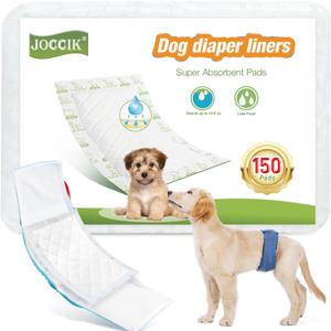 Dog Diaper Liners 150ct Super Soft and Absorbent Dog Diaper Booster Pads for Male Dog Belly Bands or Female Dog Diapers (Long, 150pcs)