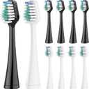 Replacement Toothbrush Heads for AquaSonic Duo Series and Home Dental Center Electric Toothbruh, NOT Compatible with Duo Series Pro, 5 White + 5 Black
