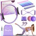 Targeted Training Pilates Kit,Upgraded Pilates Equipment for Women with 14'' Magic Circle, Figure 8 Bands, Pilates Ball & Bands to Firm Core, Thighs, Glutes & Arms at Home - Workout Guide Included