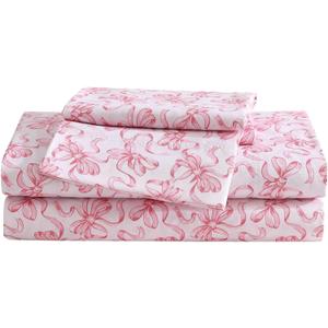 Betsey Johnson - Twin XL Bed Sheets, Soft Bedding with Matching Pillowcase, Fade & Wrinkle Resistant, Lightweight for Year Round Use, Dorm Essentials (Ballet Bows Pink)