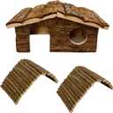 Hamiledyi Hamster Hideout Small Wooden House Natural Wood Rat Hut Hamster Bridge for Dwarf Mouse Playing Hiding