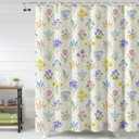 Baccessor Spring Summer Shower Curtain Tulip Daffodil Flower Shower Curtain Neutral Country Rustic Bathroom Bath Decor Waterproof Weighted with Hooks 72 W x72 H Inch