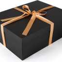 Gift Box, 16.5x13x5.5 inches Large Black Gift Boxes with Lids for Presents, Birthday Box Contains Card Ribbon Shredded Paper Filler, Gift Wrap Boxes for Valentine Mother's Day Christmas Anniversary