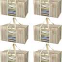 BALEINE 6-Pack Oversized Moving Bags with Reinforced Handles, Heavy-Duty Storage Tote Moving Supplies for Packaging, Camping (Color Stripe, 6-Pack)