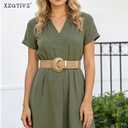 XZQTIVE Women's Woven Elastic Waist Belts Wide Stretchy Boho Belt for Summer Western Dresses with Big Braided Round Buckle