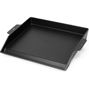 Utheer 17" x 13" Cast Iron Griddle for Gas Grill and Stove Top, Universal Flat Top Griddle with Pre-Seasoned Nonstick Coating, X-Shaped Reinforced Ridges, Perfect for Healthy Cooking, Parties, Camping