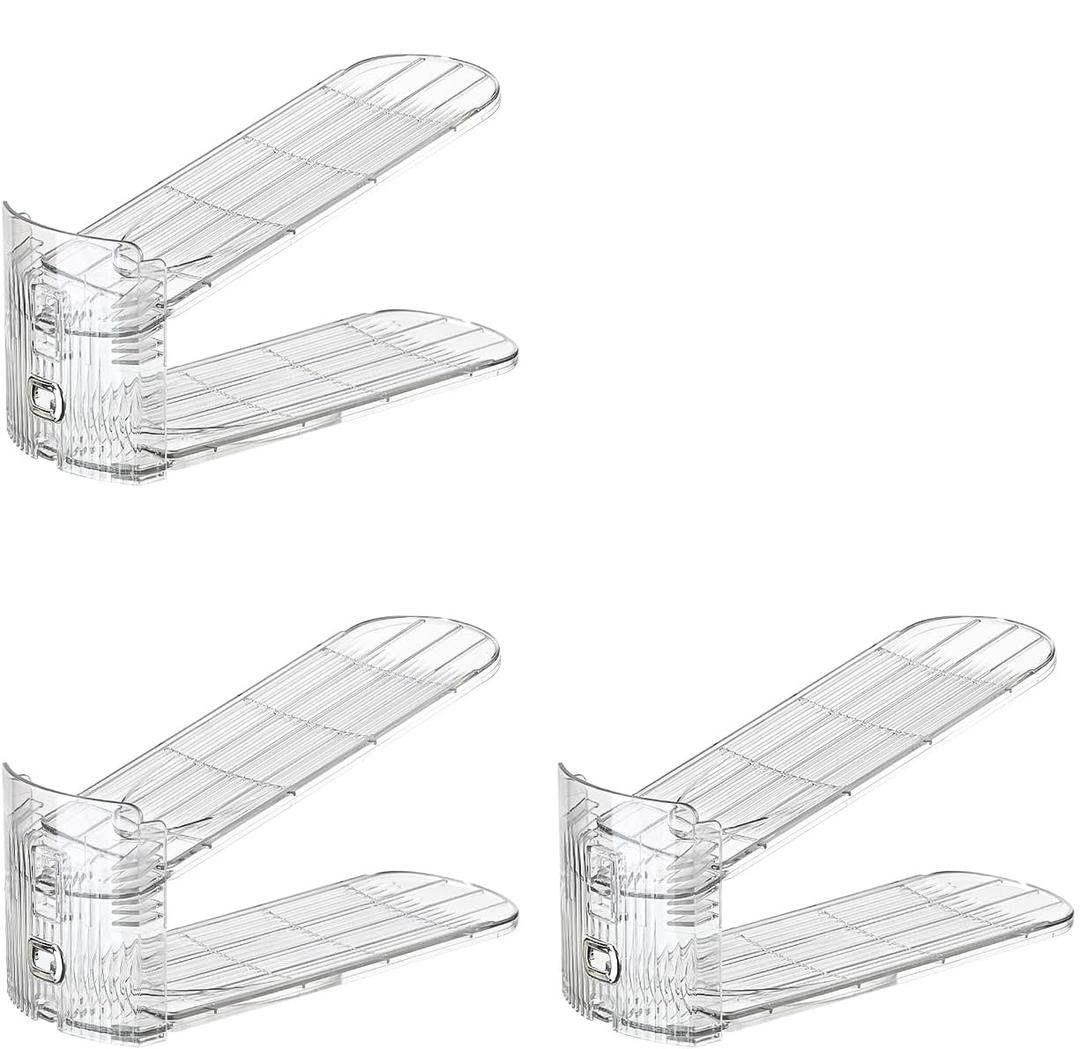 Uni HIMO Shoe Stacker Shoe Rack Organizer for Closet Space Saver Storage Shoe Holder Organization,Transparent(5 * 11inch (Transparent, 3Pack)