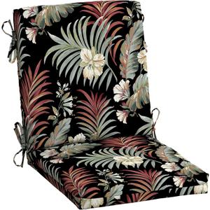 Arden Outdoor Midback Chair Cushion, 18 x 16.5, Rain-Proof, Fade Resistant Simone Black Tropical