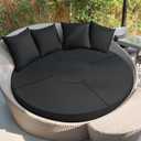 66" Replacement Outdoor Daybed Cushion Cover Round Waterproof Fade Resistant Sun Bed Outdoor Cushion Cover Patio  8 Pieces (Black)
